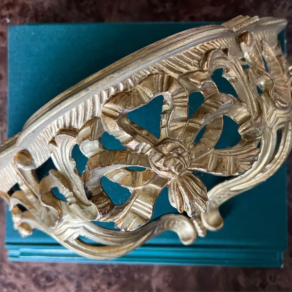 Syroco Gold Wall Shelf Mid Century French Bow Grandmillennial Coquette Italy